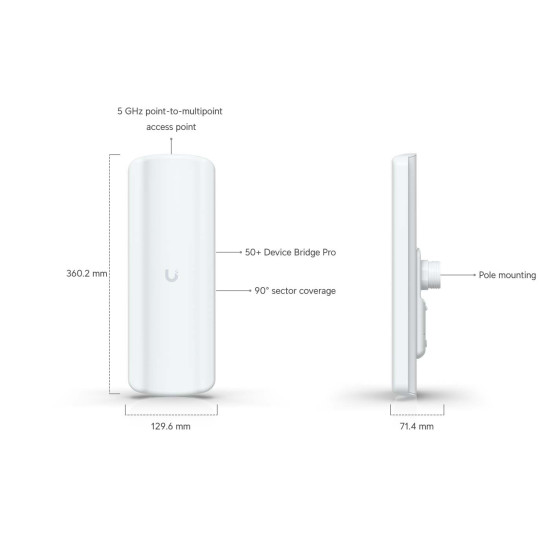 Access Point Bridge UniFi Ubiquiti Device Bridge Pro Sector 5 GHz Point-to-Multipoint, UDB-Pro-Sector
